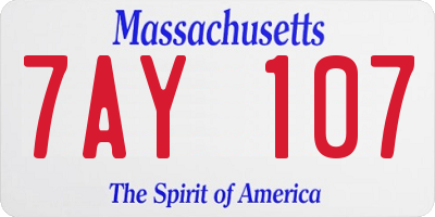 MA license plate 7AY107