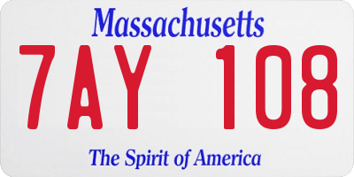 MA license plate 7AY108