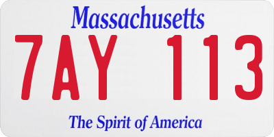 MA license plate 7AY113