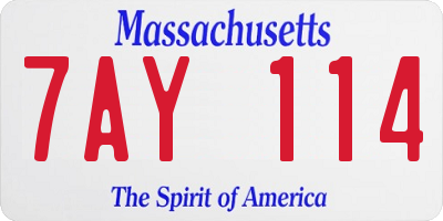 MA license plate 7AY114