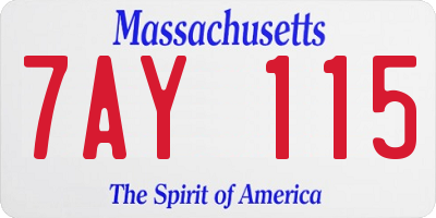 MA license plate 7AY115