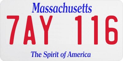 MA license plate 7AY116