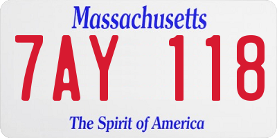 MA license plate 7AY118