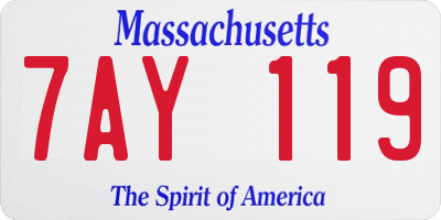 MA license plate 7AY119