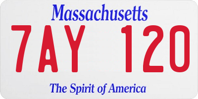 MA license plate 7AY120