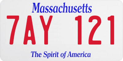 MA license plate 7AY121