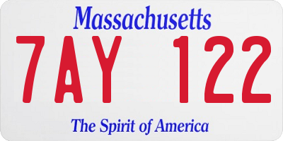 MA license plate 7AY122