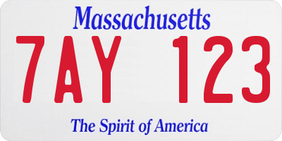 MA license plate 7AY123