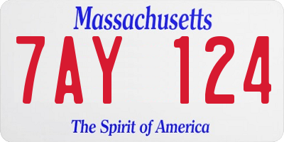 MA license plate 7AY124