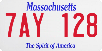 MA license plate 7AY128