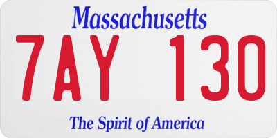 MA license plate 7AY130