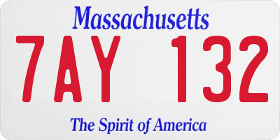 MA license plate 7AY132