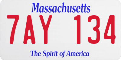 MA license plate 7AY134