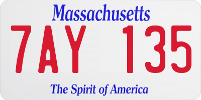 MA license plate 7AY135