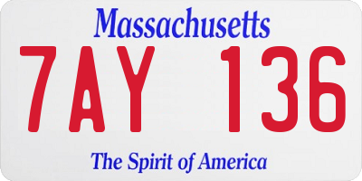 MA license plate 7AY136