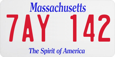 MA license plate 7AY142