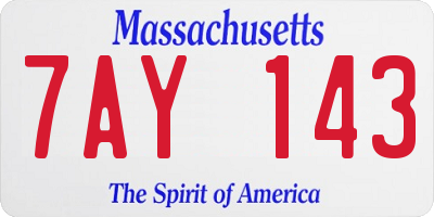 MA license plate 7AY143