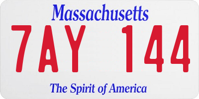 MA license plate 7AY144
