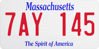 MA license plate 7AY145