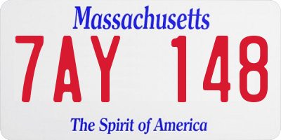 MA license plate 7AY148