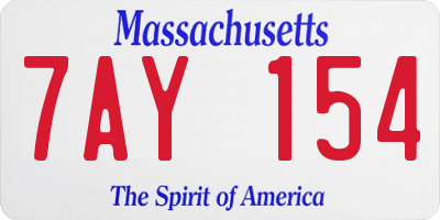 MA license plate 7AY154