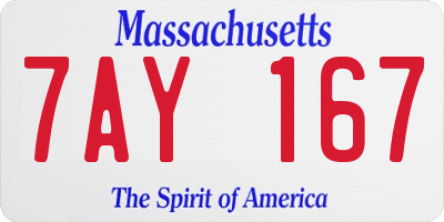 MA license plate 7AY167