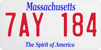 MA license plate 7AY184