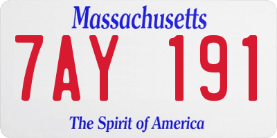 MA license plate 7AY191