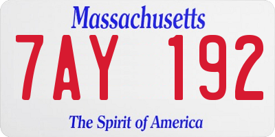 MA license plate 7AY192