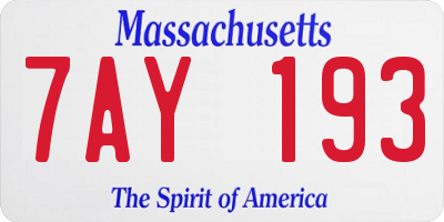 MA license plate 7AY193