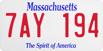MA license plate 7AY194