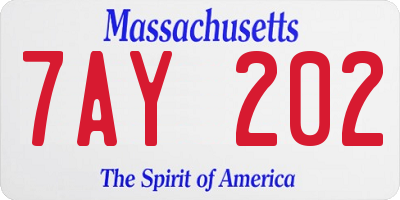 MA license plate 7AY202