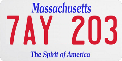 MA license plate 7AY203