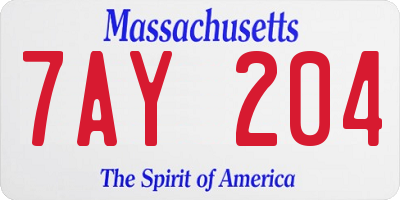 MA license plate 7AY204