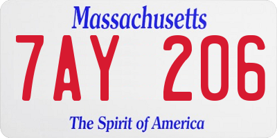 MA license plate 7AY206