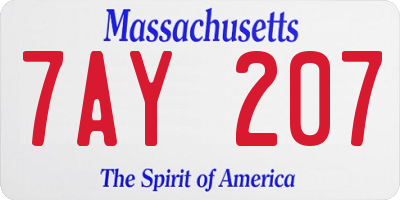 MA license plate 7AY207