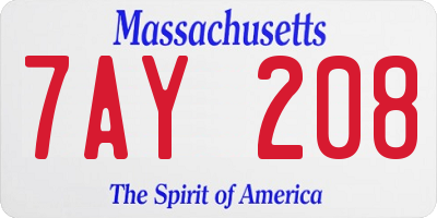 MA license plate 7AY208