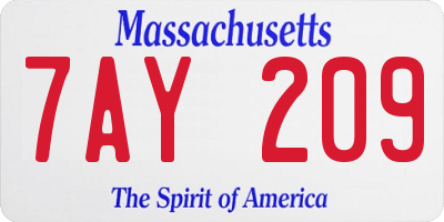 MA license plate 7AY209