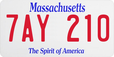 MA license plate 7AY210