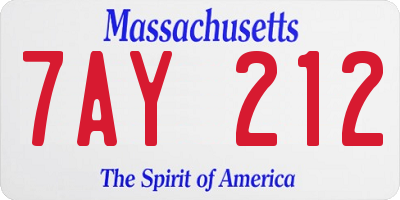 MA license plate 7AY212