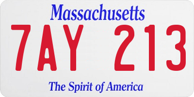 MA license plate 7AY213