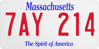 MA license plate 7AY214