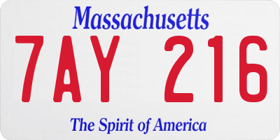 MA license plate 7AY216