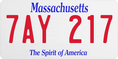 MA license plate 7AY217