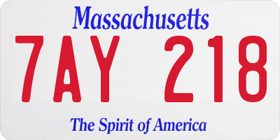 MA license plate 7AY218