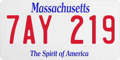 MA license plate 7AY219