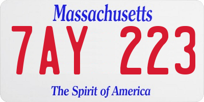 MA license plate 7AY223