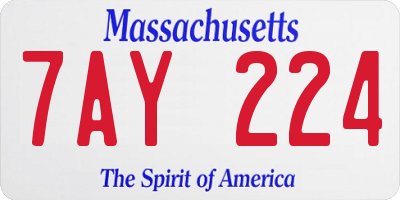 MA license plate 7AY224