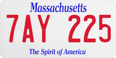 MA license plate 7AY225