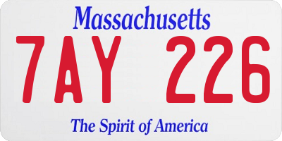 MA license plate 7AY226